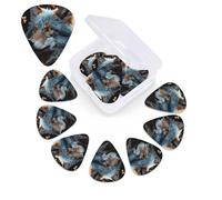 12 Pack Guitar Picks with Organizer Storage Box,Thin, Medium & Heavy 3 Different Thickness Guitar Pick Autumn leaves and a wolf Bass Plectrums for Ukulele Acoustic Guitar Accessories
