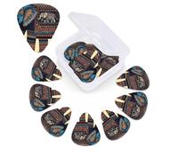 12 Pack Guitar Picks with Organizer Storage Box,Thin, Medium & Heavy 3 Different Thickness Guitar Pick aztec elephant Bass Plectrums for Ukulele Acoustic Guitar Accessories