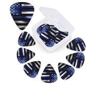12 Pack Guitar Picks with Organizer Storage Box,Thin, Medium & Heavy 3 Different Thickness Guitar Pick American Thin Blue Line Flag Bass Plectrums for Ukulele Acoustic Guitar Accessories