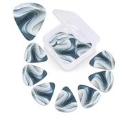 12 Pack Guitar Picks with Organizer Storage Box,Thin, Medium & Heavy 3 Different Thickness Guitar Pick Wave Motion Image Bass Plectrums for Ukulele Acoustic Guitar Accessories