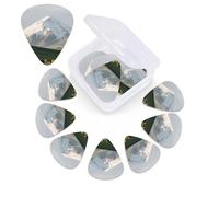 12 Pack Guitar Picks with Organizer Storage Box,Thin, Medium & Heavy 3 Different Thickness Guitar Pick Snow - capped Mountain Bass Plectrums for Ukulele Acoustic Guitar Accessories