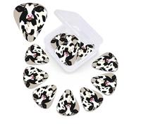 12 Pack Guitar Picks with Organizer Storage Box,Thin, Medium & Heavy 3 Different Thickness Guitar Pick Cow black spot Bass Plectrums for Ukulele Acoustic Guitar Accessories