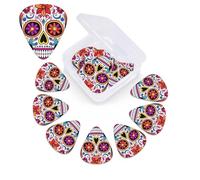 12 Pack Guitar Picks with Organizer Storage Box,Thin, Medium & Heavy 3 Different Thickness Guitar Pick Sugar Skull Bass Plectrums for Ukulele Acoustic Guitar Accessories