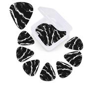 12 Pack Guitar Picks with Organizer Storage Box,Thin, Medium & Heavy 3 Different Thickness Guitar Pick Black white marble print Bass Plectrums for Ukulele Acoustic Guitar Accessories