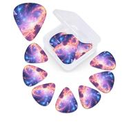 12 Pack Guitar Picks with Organizer Storage Box,Thin, Medium & Heavy 3 Different Thickness Guitar Pick Magic Nebula Bass Plectrums for Ukulele Acoustic Guitar Accessories