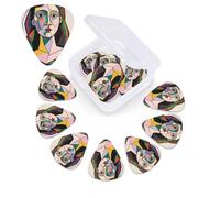 12 Pack Guitar Picks with Organizer Storage Box,Thin, Medium & Heavy 3 Different Thickness Guitar Pick Pensive Woman Bass Plectrums for Ukulele Acoustic Guitar Accessories