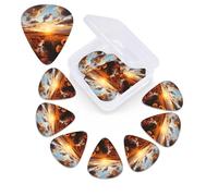 12 Pack Guitar Picks with Organizer Storage Box,Thin, Medium & Heavy 3 Different Thickness Guitar Pick Sunset over sunflower field Bass Plectrums for Ukulele Acoustic Guitar Accessories