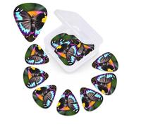 12 Pack Guitar Picks with Organizer Storage Box,Thin, Medium & Heavy 3 Different Thickness Guitar Pick Beautiful Colorful butterflys Bass Plectrums for Ukulele Acoustic Guitar Accessories