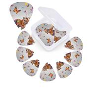 12 Pack Guitar Picks with Organizer Storage Box,Thin, Medium & Heavy 3 Different Thickness Guitar Pick Tiger with Butterflies Bass Plectrums for Ukulele Acoustic Guitar Accessories