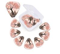 12 Pack Guitar Picks with Organizer Storage Box,Thin, Medium & Heavy 3 Different Thickness Guitar Pick Peach Tree Plant Bass Plectrums for Ukulele Acoustic Guitar Accessories