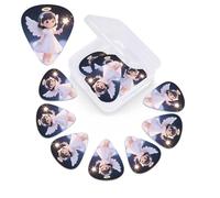 12 Pack Guitar Picks with Organizer Storage Box,Thin, Medium & Heavy 3 Different Thickness Guitar Pick Angelic Little Girl Bass Plectrums for Ukulele Acoustic Guitar Accessories