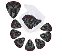 12 Pack Guitar Picks with Organizer Storage Box,Thin, Medium & Heavy 3 Different Thickness Guitar Pick Horror Skull Theme Cat Bass Plectrums for Ukulele Acoustic Guitar Accessories