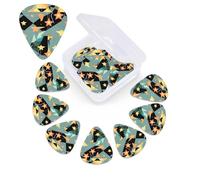12 Pack Guitar Picks with Organizer Storage Box,Thin, Medium & Heavy 3 Different Thickness Guitar Pick Atomic Stars Retro Pattern Bass Plectrums for Ukulele Acoustic Guitar Accessories