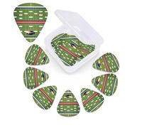 12 Pack Guitar Picks with Organizer Storage Box,Thin, Medium & Heavy 3 Different Thickness Guitar Pick American Football Field and Ball Bass Plectrums for Ukulele Acoustic Guitar Accessories