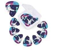 12 Pack Guitar Picks with Organizer Storage Box,Thin, Medium & Heavy 3 Different Thickness Guitar Pick Astronaut Meets Alien Bass Plectrums for Ukulele Acoustic Guitar Accessories