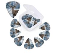 12 Pack Guitar Picks with Organizer Storage Box,Thin, Medium & Heavy 3 Different Thickness Guitar Pick Deer on frozen wilderness Bass Plectrums for Ukulele Acoustic Guitar Accessories