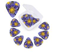 12 Pack Guitar Picks with Organizer Storage Box,Thin, Medium & Heavy 3 Different Thickness Guitar Pick Growing Purple Flowers Bass Plectrums for Ukulele Acoustic Guitar Accessories
