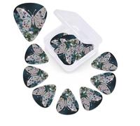 12 Pack Guitar Picks with Organizer Storage Box,Thin, Medium & Heavy 3 Different Thickness Guitar Pick Jewel - Butterfly Bass Plectrums for Ukulele Acoustic Guitar Accessories