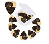 12 Pack Guitar Picks with Organizer Storage Box,Thin, Medium & Heavy 3 Different Thickness Guitar Pick A cute dachshund Bass Plectrums for Ukulele Acoustic Guitar Accessories