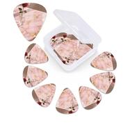 12 Pack Guitar Picks with Organizer Storage Box,Thin, Medium & Heavy 3 Different Thickness Guitar Pick Rose Gold Marble Bass Plectrums for Ukulele Acoustic Guitar Accessories