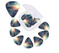 12 Pack Guitar Picks with Organizer Storage Box,Thin, Medium & Heavy 3 Different Thickness Guitar Pick Light Through Clouds Bass Plectrums for Ukulele Acoustic Guitar Accessories