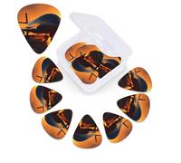 12 Pack Guitar Picks with Organizer Storage Box,Thin, Medium & Heavy 3 Different Thickness Guitar Pick airplane at sunset Bass Plectrums for Ukulele Acoustic Guitar Accessories