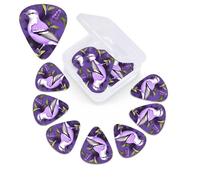 12 Pack Guitar Picks with Organizer Storage Box,Thin, Medium & Heavy 3 Different Thickness Guitar Pick Bird in Purple Lavender Floral Flowers Bass Plectrums for Ukulele Acoustic Guitar Accessories