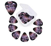 12 Pack Guitar Picks with Organizer Storage Box,Thin, Medium & Heavy 3 Different Thickness Guitar Pick Purple Mushroom Bass Plectrums for Ukulele Acoustic Guitar Accessories