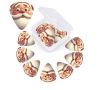 12 Pack Guitar Picks with Organizer Storage Box,Thin, Medium & Heavy 3 Different Thickness Guitar Pick Santa Claus Wearing Glasses Bass Plectrums for Ukulele Acoustic Guitar Accessories