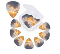 12 Pack Guitar Picks with Organizer Storage Box,Thin, Medium & Heavy 3 Different Thickness Guitar Pick Sea and Lighthouse Bass Plectrums for Ukulele Acoustic Guitar Accessories
