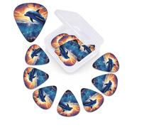 12 Pack Guitar Picks with Organizer Storage Box,Thin, Medium & Heavy 3 Different Thickness Guitar Pick Colorful Starry Sky Ocean Dolphin Bass Plectrums for Ukulele Acoustic Guitar Accessories