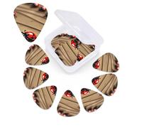 12 Pack Guitar Picks with Organizer Storage Box,Thin, Medium & Heavy 3 Different Thickness Guitar Pick Art Ladybug Tracks Bass Plectrums for Ukulele Acoustic Guitar Accessories