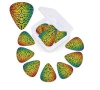 12 Pack Guitar Picks with Organizer Storage Box,Thin, Medium & Heavy 3 Different Thickness Guitar Pick Rainbow pattern background Bass Plectrums for Ukulele Acoustic Guitar Accessories