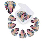 12 Pack Guitar Picks with Organizer Storage Box,Thin, Medium & Heavy 3 Different Thickness Guitar Pick Colorful Elephant Painting Bass Plectrums for Ukulele Acoustic Guitar Accessories