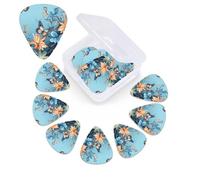 12 Pack Guitar Picks with Organizer Storage Box,Thin, Medium & Heavy 3 Different Thickness Guitar Pick Blue butterfly floral Bass Plectrums for Ukulele Acoustic Guitar Accessories