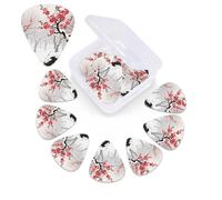 12 Pack Guitar Picks with Organizer Storage Box,Thin, Medium & Heavy 3 Different Thickness Guitar Pick Winter Plum Grove Bass Plectrums for Ukulele Acoustic Guitar Accessories