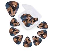 12 Pack Guitar Picks with Organizer Storage Box,Thin, Medium & Heavy 3 Different Thickness Guitar Pick African Lion Bass Plectrums for Ukulele Acoustic Guitar Accessories