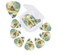 12 Pack Guitar Picks with Organizer Storage Box,Thin, Medium & Heavy 3 Different Thickness Guitar Pick Cabin by the Forest Creek Bass Plectrums for Ukulele Acoustic Guitar Accessories