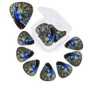 12 Pack Guitar Picks with Organizer Storage Box,Thin, Medium & Heavy 3 Different Thickness Guitar Pick Beautiful peacock picture Bass Plectrums for Ukulele Acoustic Guitar Accessories