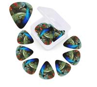 12 Pack Guitar Picks with Organizer Storage Box,Thin, Medium & Heavy 3 Different Thickness Guitar Pick Colorful Peacock Bass Plectrums for Ukulele Acoustic Guitar Accessories