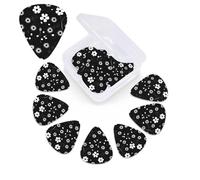 12 Pack Guitar Picks with Organizer Storage Box,Thin, Medium & Heavy 3 Different Thickness Guitar Pick Black and white floral print Bass Plectrums for Ukulele Acoustic Guitar Accessories