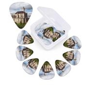 12 Pack Guitar Picks with Organizer Storage Box,Thin, Medium & Heavy 3 Different Thickness Guitar Pick Historical monuments of Armenia Bass Plectrums for Ukulele Acoustic Guitar Accessories