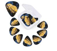 12 Pack Guitar Picks with Organizer Storage Box,Thin, Medium & Heavy 3 Different Thickness Guitar Pick Yellow snowy owl Bass Plectrums for Ukulele Acoustic Guitar Accessories