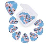 12 Pack Guitar Picks with Organizer Storage Box,Thin, Medium & Heavy 3 Different Thickness Guitar Pick Cherry blossom Bass Plectrums for Ukulele Acoustic Guitar Accessories