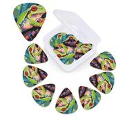 12 Pack Guitar Picks with Organizer Storage Box,Thin, Medium & Heavy 3 Different Thickness Guitar Pick Abstract Frog Bass Plectrums for Ukulele Acoustic Guitar Accessories