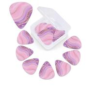 12 Pack Guitar Picks with Organizer Storage Box,Thin, Medium & Heavy 3 Different Thickness Guitar Pick Pink Purple Marble Bass Plectrums for Ukulele Acoustic Guitar Accessories