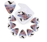 12 Pack Guitar Picks with Organizer Storage Box,Thin, Medium & Heavy 3 Different Thickness Guitar Pick Black Vulture over Canyon Bass Plectrums for Ukulele Acoustic Guitar Accessories