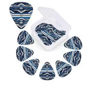 12 Pack Guitar Picks with Organizer Storage Box,Thin, Medium & Heavy 3 Different Thickness Guitar Pick Blue Polynesian Maori Tribal Pattern Bass Plectrums for Ukulele Acoustic Guitar Accessories