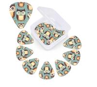 12 Pack Guitar Picks with Organizer Storage Box,Thin, Medium & Heavy 3 Different Thickness Guitar Pick Animal Cartoon Owls Cute Bass Plectrums for Ukulele Acoustic Guitar Accessories