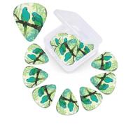 12 Pack Guitar Picks with Organizer Storage Box,Thin, Medium & Heavy 3 Different Thickness Guitar Pick two Parakeets Bass Plectrums for Ukulele Acoustic Guitar Accessories